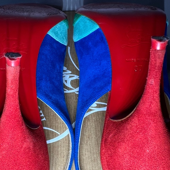 Christian Louboutin Degradama 80 Rainbow Suede Slingback’s - Picture 14 of 15